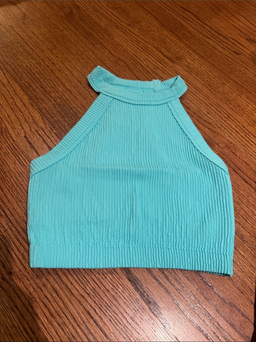 aerie Teal Ribbed Halter Crop Top